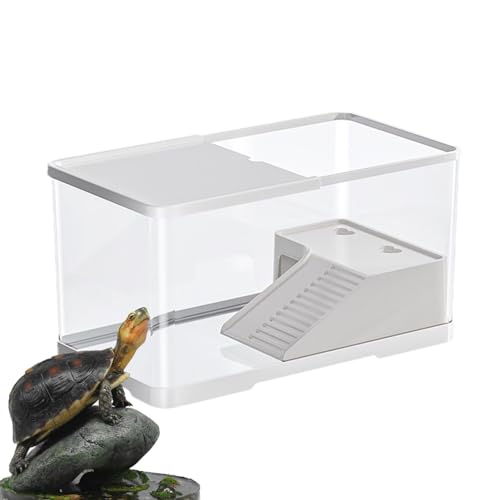 Kleines Schildkrötenbecken Mit Deckel Schildkrötenaquarium Mit Schwimmender Plattform Terrarium Für Schnecken,Wasserschildkröten,Spinnen,Hamster,Einsiedlerkrebs,Echse von Acunny