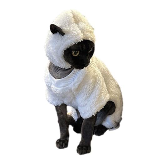 Acvxulfs Niedliche Kleidung für Haarlose Katzen, Verwandeln Sie Ihre Katze in Einen Schaf-Haustierpullover. Haustierkleidung mit Schaf-Design. Haustier-Kapuzenpullover M von Acvxulfs