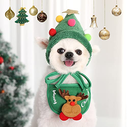 Haustier Hund Katze Weihnachten Kostüme, Haustier Katze Weihnachten Santa Claus Mantel Kostüm mit Hut, Party Holiday Dress Up Pet Bekleidung für Katzen Kleine Hunde (Grün, S) von Acxilexy