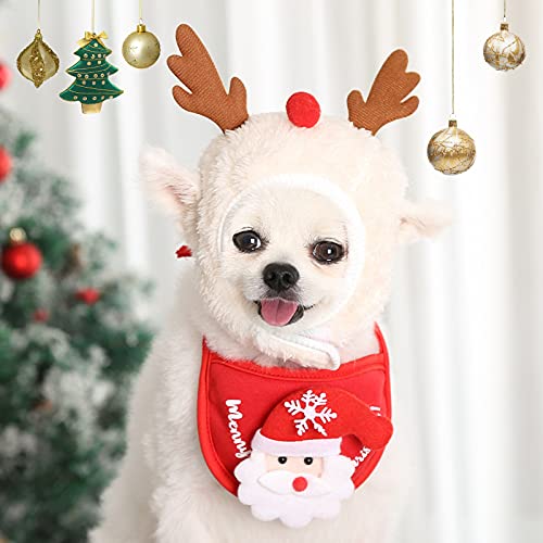 Haustier Hund Katze Weihnachten Kostüme, Haustier Katze Weihnachten Santa Claus Mantel Kostüm mit Hut, Party Holiday Dress Up Pet Bekleidung für Katzen Kleine Hunde (Weiß, L) von Acxilexy