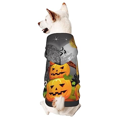 Halloween-Kürbis-Hunde-Kapuzenpullover, Haustierkleidung mit Hut, weicher Mantel für kleine, mittelgroße und große Hunde von Adasomu