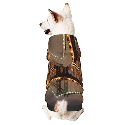 New York Manhattan Bridge Night Dog Hoodie, Haustierkleidung Pullover mit Hut, Haustierkleidung, weicher Mantel für kleine, mittelgroße und große Hunde von Adasomu