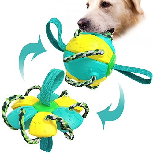 Addcean Hundespielzeugbälle mit Kauseilen, Haustier-fliegende Untertasse, Ball, Hundespielzeug, interaktives Hundespielzeug zum Tauziehen, beste Geschenke für kleine und mittelgroße Hunde 【Nicht für von Addcean