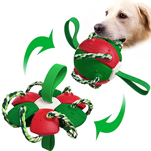 Addcean Hundespielzeugbälle mit Kauseilen, Haustier-fliegende Untertasse, Ball, Hundespielzeug, interaktives Hundespielzeug zum Tauziehen, beste Geschenke für kleine und mittelgroße Hunde 【Nicht für von Addcean