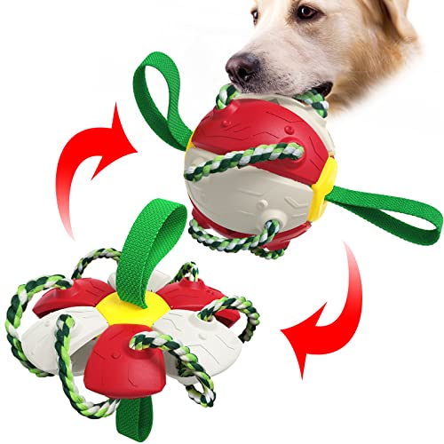 Addcean Hundespielzeugbälle mit Kauseilen, Haustier-fliegende Untertasse, Ball, Hundespielzeug, interaktives Hundespielzeug zum Tauziehen, beste Geschenke für kleine und mittelgroße Hunde 【Nicht für von Addcean