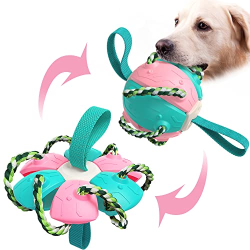 Addcean Hundespielzeugbälle mit Kauseilen, Haustier-fliegende Untertasse, Ball, Hundespielzeug, interaktives Hundespielzeug zum Tauziehen, beste Geschenke für kleine und mittelgroße Hunde 【Nicht für von Addcean