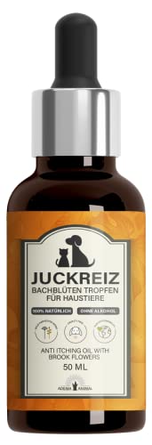 Adema Animal® - Juckreiz Bachblüten Tropfen für Hunde & Katzen bei Hautreizungen - Haut & Fellpflege für Haustiere - Hautpflege bei Läuse, Flöhe, Milben - Rezeptur nach Dr. Bach - ohne Alkohol - 50ml von Adema Animal