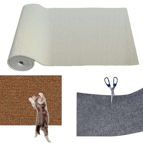 Adius Selbstklebend Kratzteppich Katze Wand,Selbstklebend Kratzmatte Katze,Kratzmatte für Katzen,DIY Trimmbarer Selbstklebend Kratzteppich Katze Wand,Cat Scratching Mat,Kratzmatte Katze (L,Gery) von Adius