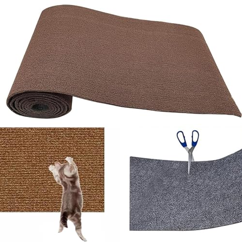 Adius Self-Adhesive Scratching Mat for Cat Wall, DIY Trimmable Self-Adhesive Scratching Mat for Cat Wall, Cat Carpet for Scratching Post, Cat Scratching Mat for Cat Wall (L,Brown) von Adius