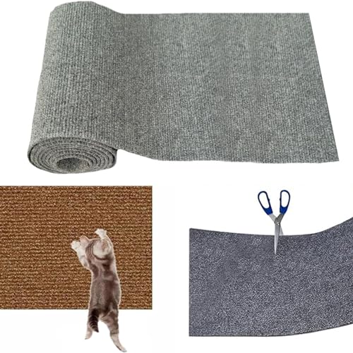 Adius Self-Adhesive Scratching Mat for Cat Wall, DIY Trimmable Self-Adhesive Scratching Mat for Cat Wall, Cat Carpet for Scratching Post, Cat Scratching Mat for Cat Wall (L,Dark Gray) von Adius