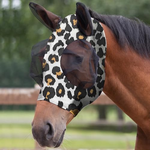 Adiwo Fliegenmaske Pferd UV Schutz, Super Comfort Stretchy Horse Fly Mask mit Large Eye Space Elastisch Pferdefliegenmaske mit Ohrenschutz Fliegenhaube Pferde Fliegenmaske Atmungsaktiv Hautfreundlich von Adiwo