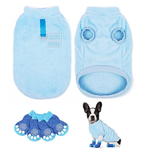 Adiwo Hundepullover,Plüsch Warmer Pullover Katzenkleidung Warme Hunde Pullis Fleece Haustiermantel Welpenpullover Pullover Kleidung Haustier Kostüm Welpenpullover für Kleine Mittelgroße Blau-S von Adiwo