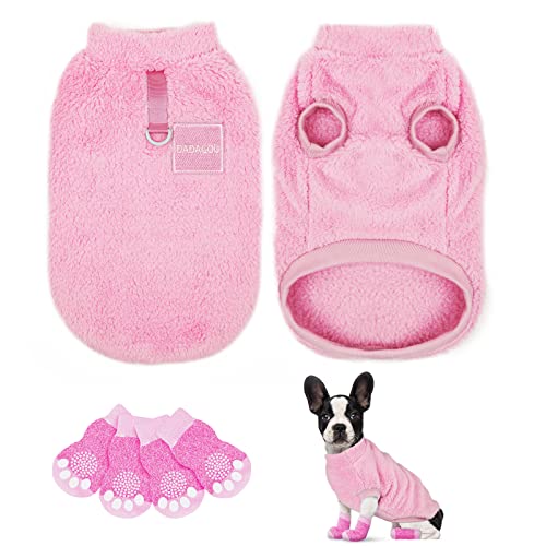 Adiwo Hundepullover,Plüsch Warmer Pullover Katzenkleidung Warme Hunde Pullis Fleece Haustiermantel Welpenpullover Pullover Kleidung Haustier Kostüm Welpenpullover für Kleine Mittelgroße Rosa-M von Adiwo