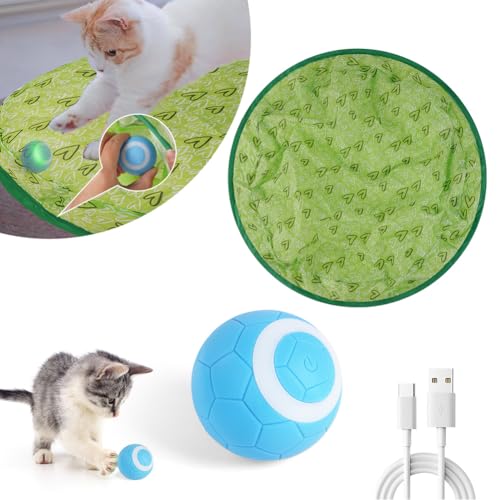 Adiwo Interaktives Katzenspielzeug Bälle, 2 In 1 Katzenmatte Katzenspielzeug USB Rechargeable Elektrisch Katzenball Simuliertes Interaktives Katzenball Jagd Katze Matte Spielzeug Katzenspielzeug von Adiwo