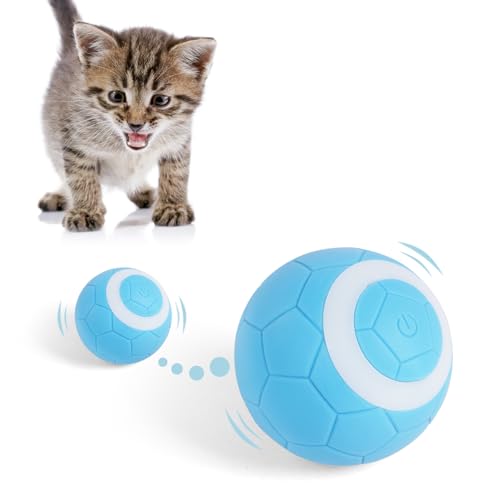 Adiwo Interaktives Katzenspielzeug Bälle, 360 Grad Automatischer Rollbal USB Rechargeable Katzenspielzeug Elektrisch Katzenball mit LED Licht Simuliertes Interaktives Katzenball Jagd von Adiwo