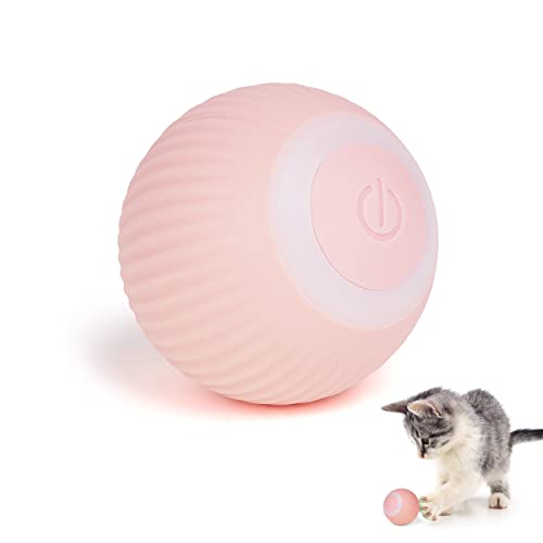 Adiwo Interaktives Katzenspielzeug Bälle, USB Rechargeable Elektrisch Katzenball Katzenspielzeug Kätzchen Zwitschern Bälle Haustier Unterhaltungskugeln für den Innenbereich 4.3cm für Kätzchen (Rosa) von Adiwo