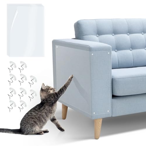 Adiwo Katzen Kratzschutz Folie,Kratzschutz Katze Tap mit 10 Polster Nägel Sofa Transparent Kratzschutz Pad Möbelschoner Katze Möbelschutz für Katzenfür Möbel Couch Tür Wand Kratzabwehr 6X(20 * 45CM) von Adiwo