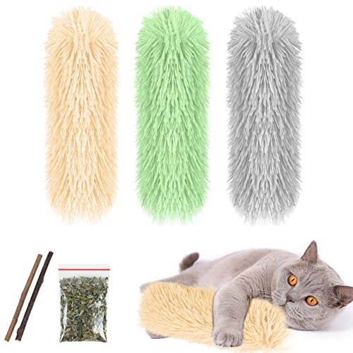 Adiwo Katzenminze Plüsch Spielzeug,3 x katzenspielzeug+2 x Katzenminze Sticks für Katzen Spielzeug für Indoor-Kätzchen Zahnreinigung Interaktives Katzenspielzeug für Kleine Katzen von Adiwo