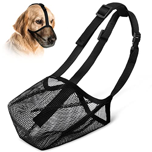 Adiwo Maulkorb für Hunde,Hunde Maulkorb mit Abgerundetem Mesh Schlaufe Atmungsaktiv Sicherer Schneller Sitz Für Kleine Mittelgroße und Große Hunde Verstellbare Fressschutz Hund ​Beißen und Kauen-XL von Adiwo