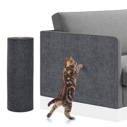 Adiwo Selbstklebend Kratzteppich Katze Wand, 30 * 100cm Kratzbrett Katzen DIY Kletterkatzenkratzer Kratzmatte Katze Kratzbretter Katze Wand Katzenkratzbretter für Katzenbaum Regal Katzenwand usw Grau von Adiwo