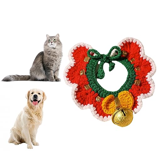 Weihnachten Haustier Halsband, Weich Bequem Hund Katze Halsband für Weihnachten mit Glocke, Welpenhalsband Haustier Weihnachtsdekoration für Kleine Mittlere Große Hunde Katzen (M) von Adjacentmarket