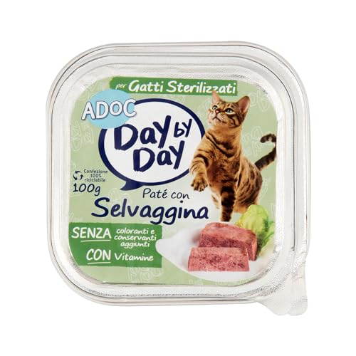 ADoC Day By Day - Nassfutter für sterilisierte Katzen - Pastete mit Wild - Box mit 12 Schalen à 100 g von Adoc Day By Day