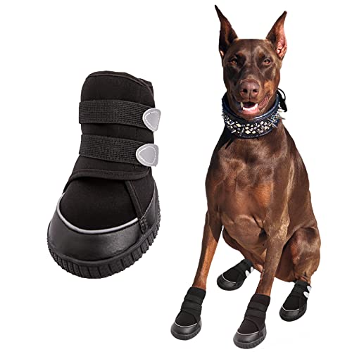 Adorepaw & Hundeschuhe für große Hunde mit reflektierenden Riemen, Hundestiefel für den Winter, Pfotenschutz mit rutschfester Sohle, Hundeschuhe, mittelgroße Hunde, perfekt für Spaziergänge im Freien von Adorepaw