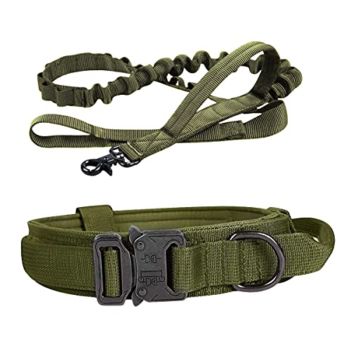 Adreamy Taktisches Hundehalsband, Militär, verstellbar, Nylon, Armeegrün, Größe L von Adreamy
