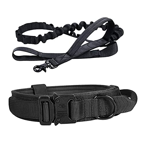 Adreamy Taktisches Hundehalsband, Militär, verstellbar, Nylon, Größe L, Schwarz von Adreamy