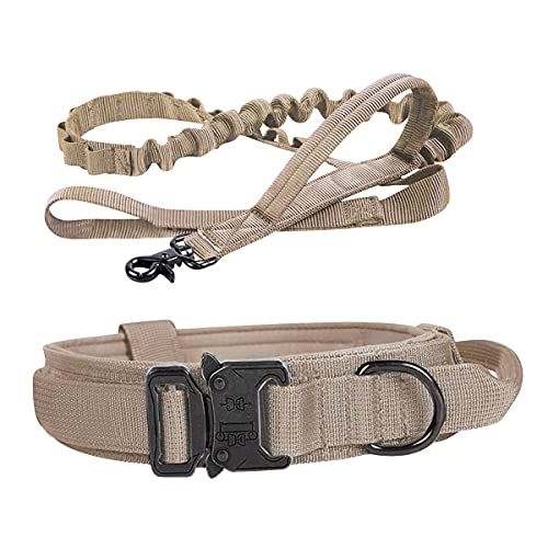 Adreamy Taktisches Hundehalsband, Militär, verstellbar, Nylon, Khaki, Größe L von Adreamy