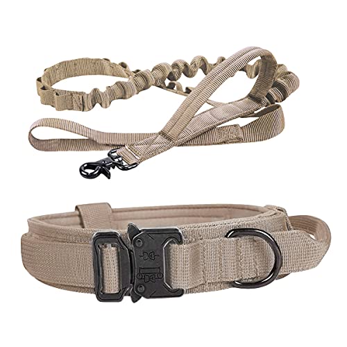 Adreamy Taktisches Hundehalsband, Militär, verstellbar, Nylon, Khaki, Größe XL von Adreamy