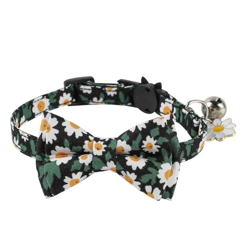 Adrosstoller Halsband mit Blumendruck, Schleife, Dekoration, verstellbar, langlebig, Camping-Halsband für Spaziergänge, Camping, Haustierbedarf von Adrosstoller