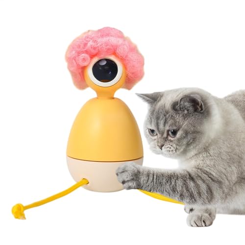 Adsfvs Automatisches Spielzeug für Innenkatze, Cartoon -Haustierspielzeug | Smart Big Eye Cartoon Cat Kicking Toy | 360 -Grad rotierende Smart Kitten Balance Doll, aktive PET -Spielpuppe zur von Adsfvs