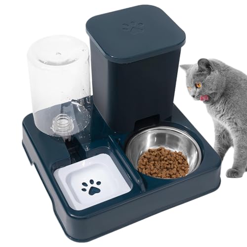 Adsfvs Futter- und Tränke für Tierfutter, Katzenfutter- und Wasserspender-Set - rutschfeste automatische Trinkflasche | Tragbare Futterautomaten, Heimtierbedarf für Katzen, mittlerer und großer von Adsfvs