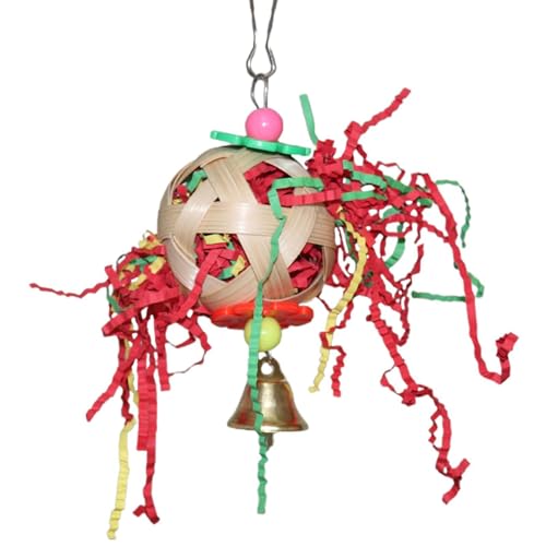 Adsfvs Shredder-Ball-Vogelspielzeug,Vogel-Shredder-Spielzeug | Futterspielzeug für Papageien - Vogel-Kauspielzeug, Rattan-Kugel, Vogelschredder-Spielzeug mit Glocke, geeignet für Sittiche, Papageien, von Adsfvs