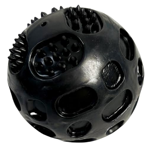 Aduck Meteorites Bouncy Series Quietschball für Welpen, Hunde, bissfest, Kauspielzeug für aggressive Kauer, ungiftiges weiches Gummi, niedliches Kristallkugel-Design, 8,9 cm, Schwarz von ADUCK