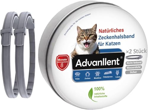 Advanllent Zeckenhalsband für Katzen, Flohhalsband Katze, Floh und Zeckenhalsband für Katzen ab 12 Wochen, Zeckenschutz Flohschutz Halsband Advanllent Zeckenhalsband für Katzen, Flohhalsband Katze, Floh und Zeckenhalsband für Katzen ab 12 Wochen, Zeckenschutz Flohschutz Halsband von Advanllent