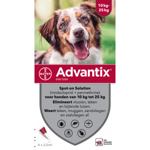 Advantix 250/1250 für Hunde von 10 bis 25 kg 6 Pipetten von Advantix