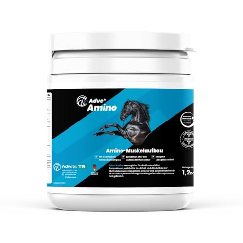 Adve® Amino – Pferde-Ergänzungsfuttermittel für Muskel-Aufbau – 1,2 kg Dose mit Messlöffel von Adve