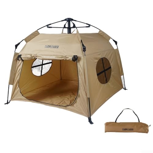 Advokingtap Haustierzelt, zusammenklappbar, für draußen, Spielhaus, atmungsaktiv, 100 x 100 x 75 cm, mit aufrollbarer Tür, für Camping, Outdoor-Abenteuer, tragbar (Khaki) von Advokingtap