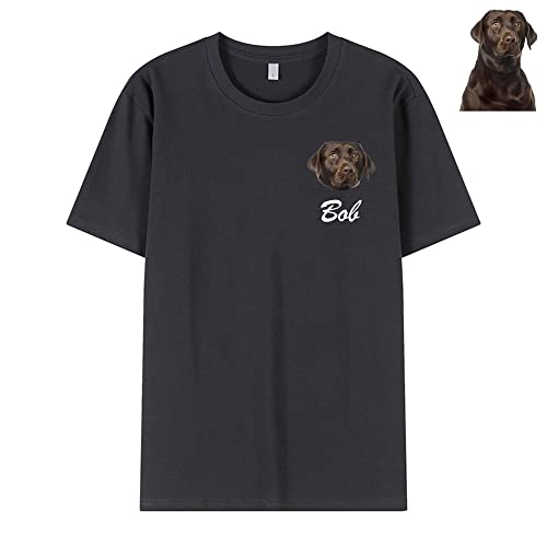 Haustier mit kurzen Ärmeln Personalisierte Haustierfotonamen Katzen- und Hundehemden für Menschen Rundhals-Baumwoll-T-Shirt von AeasyG