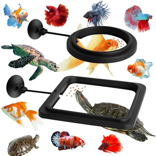 Aedcbaide Fischfütterungsring – 2er Pack Schwimmender Futterring für Aquarien und Schildkrötenbecken Aquarium Zubehör (Schwarz) von Aedcbaide