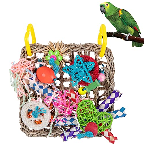 Vogelspielzeug - Buntes Kletternetz Budgie Spielzeug Parrot Chew Spielzeug | Einfache Installation Futter Wandspielzeug für alle Papageien, Vögel, kleine Vögel, Parakiten Hepvet von Aeihevo