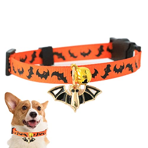 Aelevate Halloween-Haustierhalsband - Halloween Hundehalsband mit Glocke Party Kostü Zubehör | Einstellbares Halloween-Haustier-Cosplay-Party-Kostümzubehör für Katzen und kleine mittelgroße Hunde von Aelevate