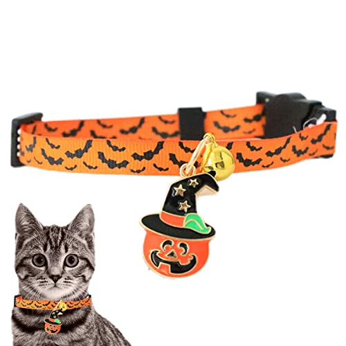 Aelevate Halloween-Hundehalsband,Kostüme zum Thema Halloween, Katzen, Hunde, Halsbänder mit Glöckchen - Einstellbares Halloween-Haustier-Cosplay-Par -Kostümzubehör für Katzen und kleine mittelgroße von Aelevate