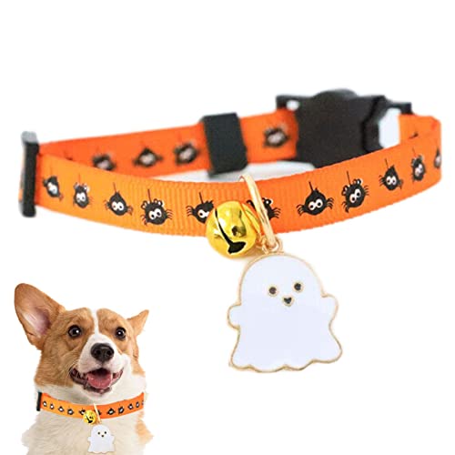 Aelevate Halloween-Katzenhalsband | Fledermaus-Geist-Kürbis-Halloween-Hundehalsbänder mit Glocke - Halloween Hundehalsband Cosplay Party Supplies von Aelevate