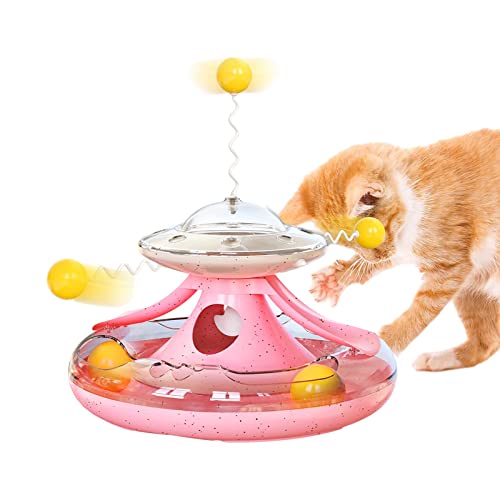 Aelevate Interaktives Katzenspielzeug für Hauskatzen,Langsamer Futterspender in Raumschiffform für Katzen - Leckerli-Spender für Kätzchen für IQ-Training, geistige Bereicherung von Aelevate