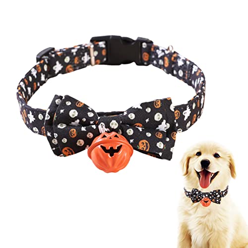 Halloween-Halsband für Hunde, Festliche Halsbandleine, verstellbares Hundehalsband, Hundehalsband mit -Kürbisglockenverzierung, Kürbisfliege für Haustiere von Aelevate