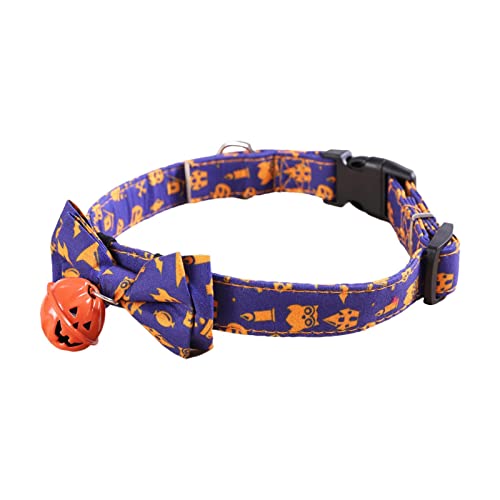 Halloween-Halsband für Hunde, Festliche Halsbandleine, verstellbares Hundehalsband, Hundehalsband mit -Kürbisglockenverzierung, Kürbisfliege für Haustiere von Aelevate