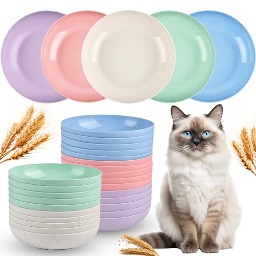 Aemygo 25 Stück Schnurrhaar, Müdigkeit, Linderung von Müdigkeit, 14 cm, flacher Katzenfutternapf, breites Katzenfutter-Set, kleine Haustiere, flache Teller, nasse Futternäpfe für wilde Katzen, von Aemygo